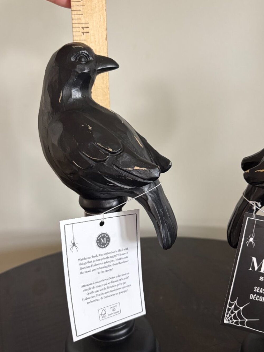 Martha Stewart Halloween Crow Raven Pedestal Figurine NWT HTF set of TWO decor - Picture 2 of 3